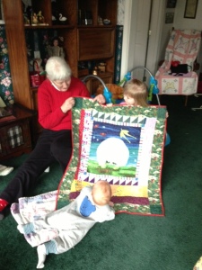 three with quilt